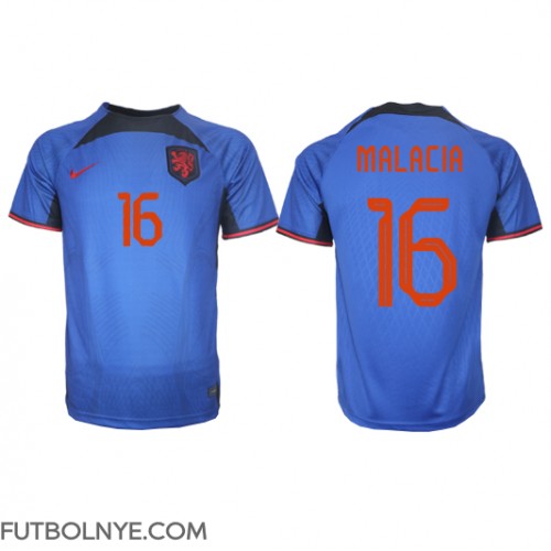 Camiseta Países Bajos Tyrell Malacia #16 Visitante Equipación Mundial 2022 manga corta